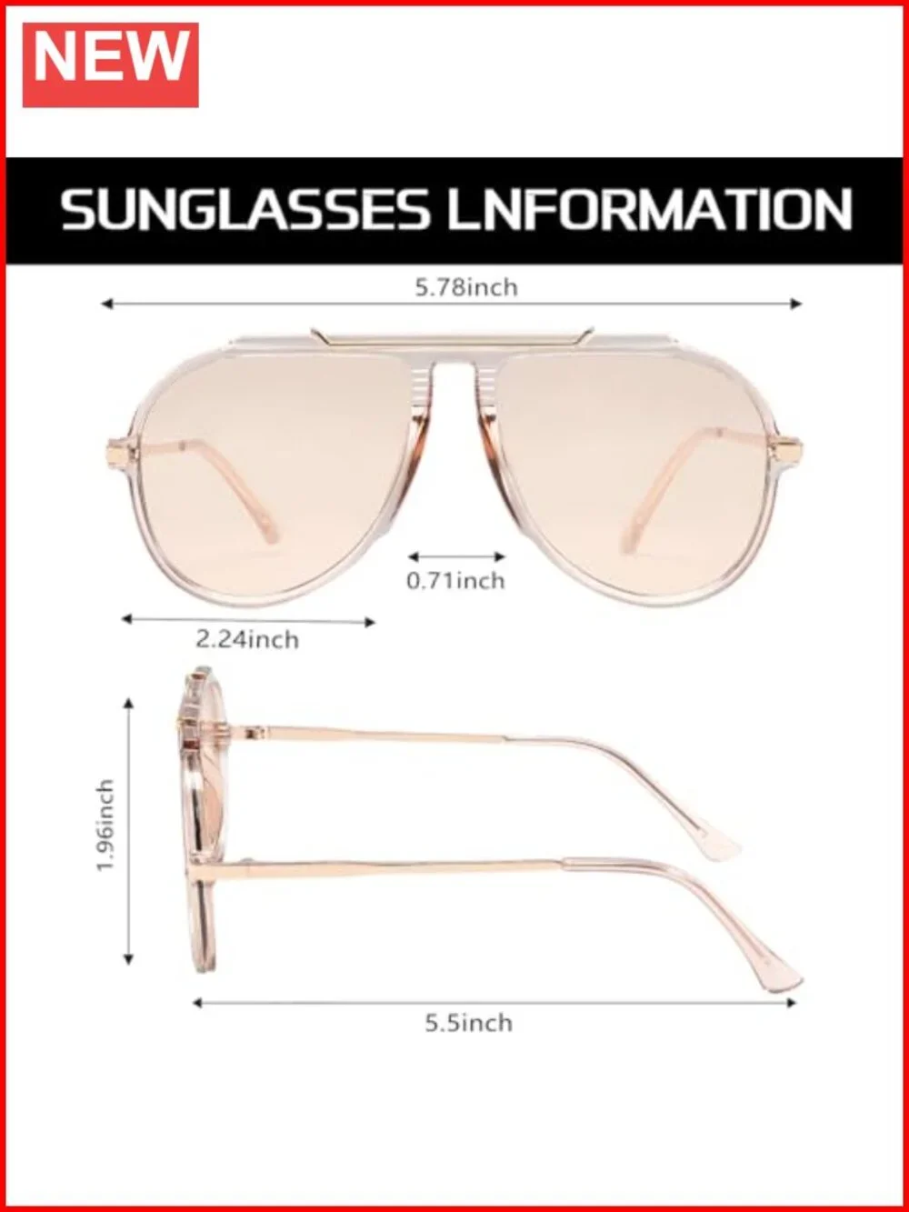 Retro 70s Oversized Aviator Sunglasses Gold Metal Tangle-Free UV400